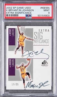 2002-03 SP Game Used Extra Significance #KB/MA Kobe Bryant/Magic Johnson (#17/25) - PSA MINT 9